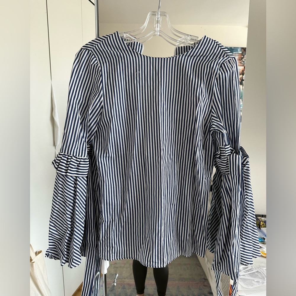 Blue and White Zara Blouse
